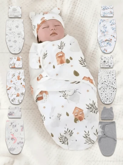 1set Newborn Swaddle Set, 0-3 Months Baby Swaddle, Wearable Baby Blanket, Baby Swaddle Wrap, Easy Change Swaddle Pouch, Wearable Baby Blanket, Infant Swaddle