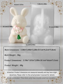 Reusable Silicone Mold For Easter Bunny, Suitable For Making Candles, Sanitizers, Resin Crafts - Delicate Flower And Bunny Pattern Design, Easy Demold - White - View 8