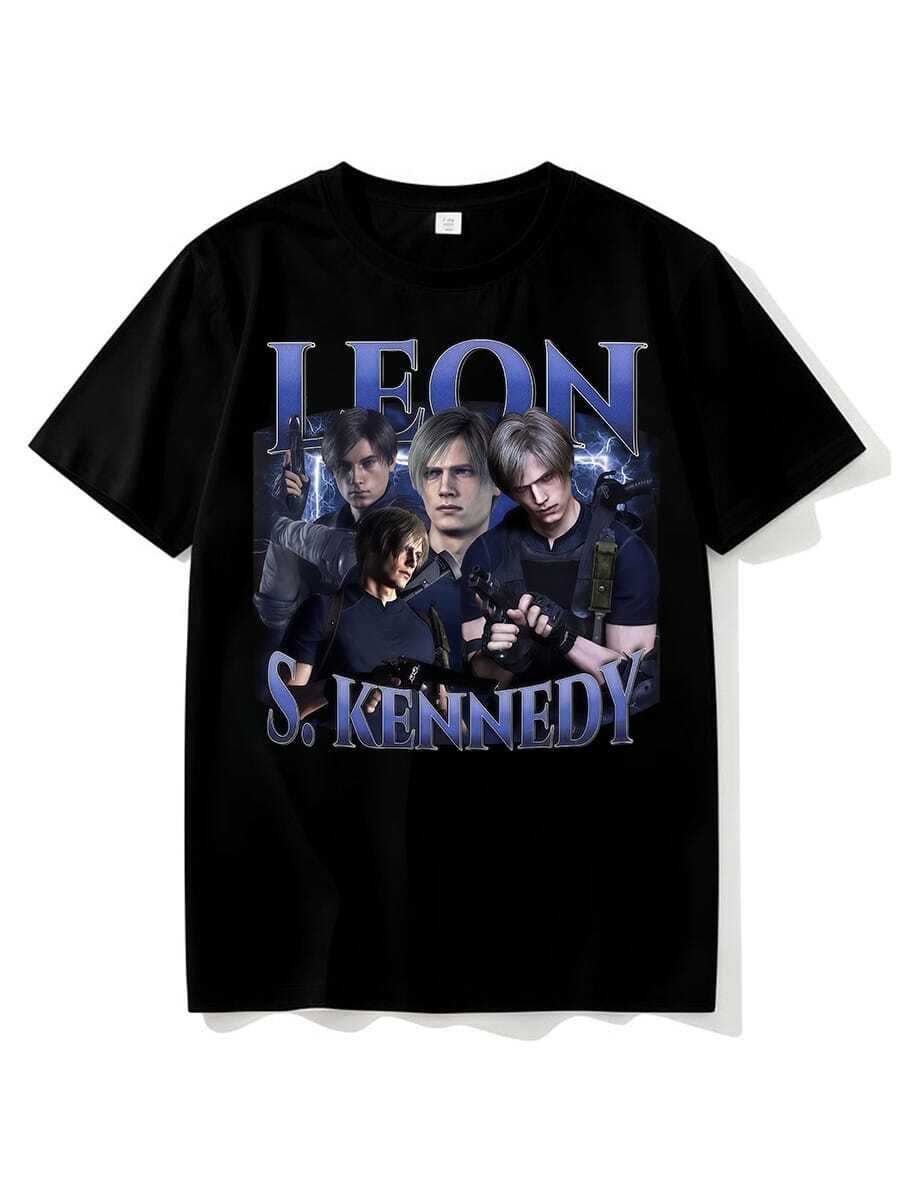 Unisex Leon S. Kennedy Bootleg T-Shirt, Gaming Shirt - màu đen - Xem 1
