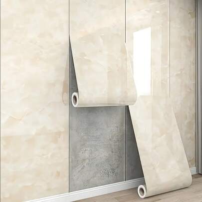 1 Roll Self-Adhesive Marble Pattern Wallpaper, Removable Waterproof Covering Material Suitable For DIY Application On Backsplash, Bathroom, Floor, Wall, Cabinet