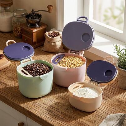 Seasoning Box Condiment Canisters With Lid & Spoons For Serving & Storing Salt Sugar Spice Pepper Seasoning, Working For Home Kitchen Coffee Restaurant