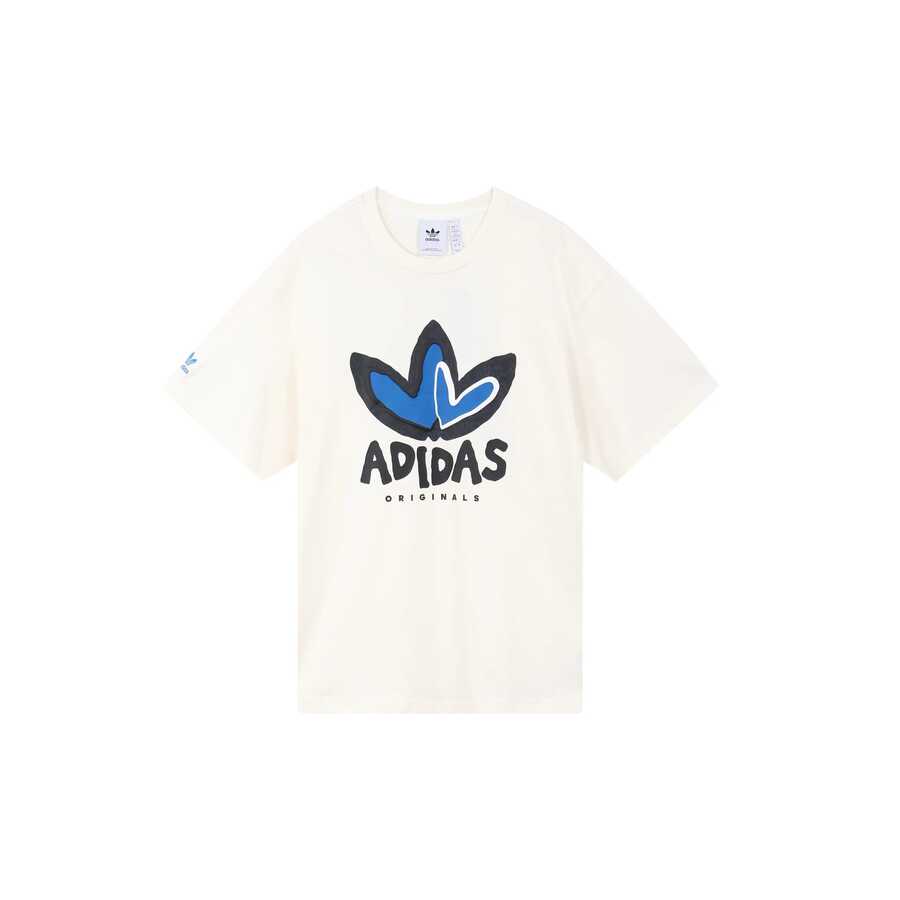 Adidas 阿迪达斯迷彩Logo印花短袖休闲T恤 - 白色 - 查看 1