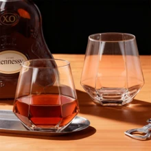 2/6/12件套六角形威士忌酒杯，可重复使用且经久耐用，保温鸡尾酒杯，适用于酒吧和家庭使用，仅限手洗，多用途设计，无图案 - 透明 - 查看 3