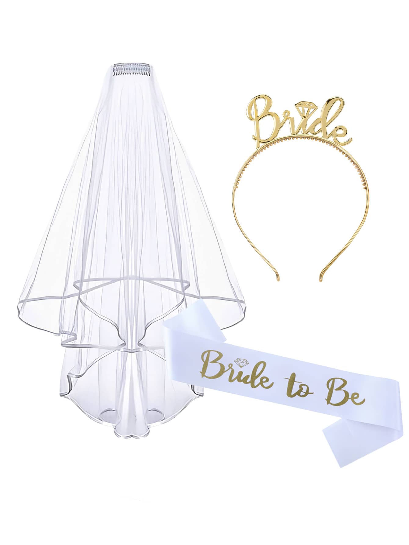 GCGIGUI Sada 3/13 doplňků pro nevěstu a rozlučku se svobodou, včetně šerpy, závoje a čelenky, vhodná pro rozlučku se svobodou, růžovo-zlaté svatební dekorace na rozlučku se svobodou, vhodné pro rozlučku se svobodou a hry na rozlučku se svobodou - 10 růžových 1 bílých 1 zlatých kruhů 1 přízí - Zobrazit 6