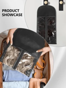 2pcs Wig Storage Bag, Wig Hanger With Dust Cover, Zipper Wig Clip, Non-Woven Wig Hanger (Wig Not Included) - Multicolor - View 3