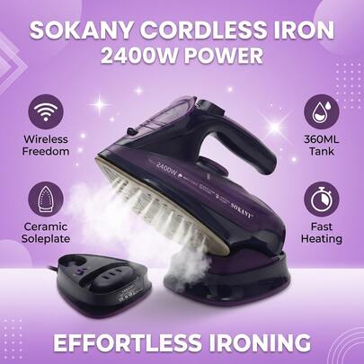  SOKANY 2085 Portable Electric Iron, Strong Wrinkle Removal & Sterilization, Anti-Scald & Anti-Drip, Rapid Heating & Powerful Steam, Large Water Tank, Suitable For Home, Travel And Dorm