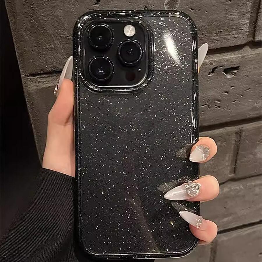 DECOPHONE 一款高端黑色闪光手机壳，兼容 Apple 16 Pro Max、Apple 15、Soft 11、Premium 13 Silicone 和 Simple 14。 - 黑色 - 查看 1