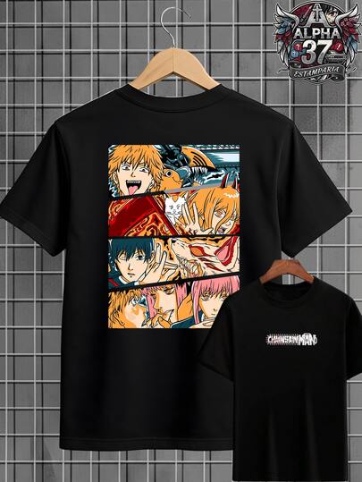 Camiseta Chainsaw Denji Pochita Power Japones Manga Geek Camisa Blusa Unissex Masculino Feminino 100% Algodão Top Premium Streetwear Lançamento Envio Imediato Varias Cores!! Plus Size