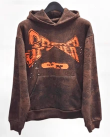 SP5DER Unisex Hoodies , Special Number Graphic Hoodie Long Sleeve Sweatshirts Loose Pullover Tops - màu nâu - Xem 14