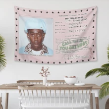 Tyler Music Album Cover The Creator Hip Hop Tapestry,Funny Polyester Tapestry Wall Hanging Art Poster Artistic Party Backdrop For College Dorm, Bedroom, Living Room, And Celebration Decorations - White - View 3
