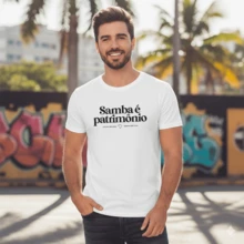 Camiseta Masculina Samba Patrinomio Verão Carnaval 2026 Algodão - Branco - Visão 2