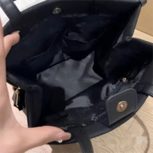 Versace Multifunctional Tote Makeup Bag - One-Piece Nylon Black Tote Bag With Gold Greek Key Pattern, Featuring An Adjustable Crossbody Strap. A Luxury Designer Everyday Work And Makeup Bag. - Black - View 4