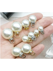 20/50pcs 12mm White Glossy Acrylic Pendants With Scattered Beads And Rhinestones, Suitable For Making Earrings, Necklaces And Other Jewelry - 1 - View 5