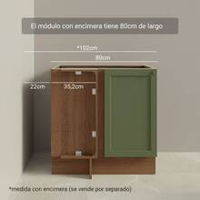 Gabinete Bajo Cocina Madesa Vik 80cm Sin Encimera MV - Marrón y Verde - Ver 8