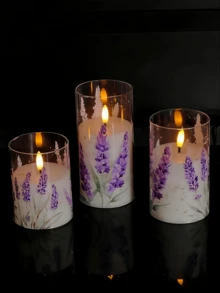1/2/3pcs Lavender LED Candles With Remote Control, 3D Flame Effect, Suitable For Home Party, Wedding Decoration, Valentine's Day - Warm white light - View 1