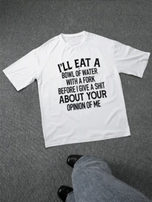 I'll Eat Water With A Fork Graphic Men's Pattern Print Cotton TShirt Sarcastic Attitude Tee For Comfort & Style Casual Everyday Wear Great Gift For Guys Who Speak Their Mind,Soft Breathable Fabric - 白色 - 查看 2