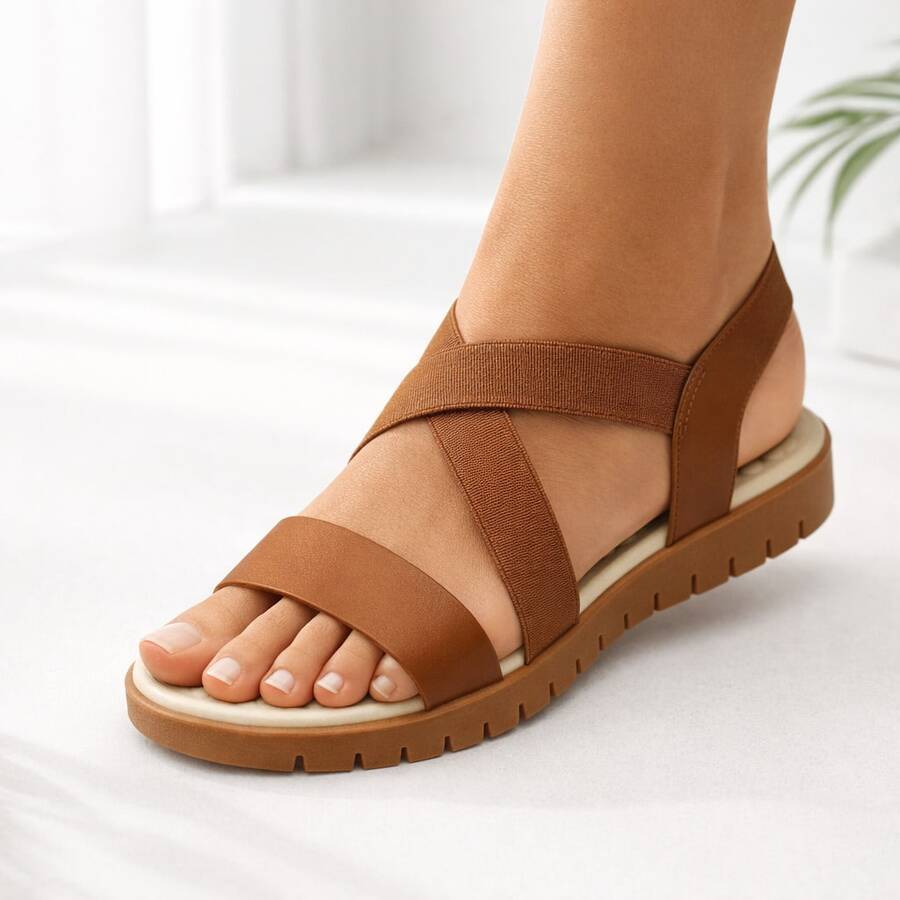 Women's Flat Orthopedic Anatomical Sandal For Heel Spurs And Plantar Fasciitis - Rỉ Nâu - Xem 1