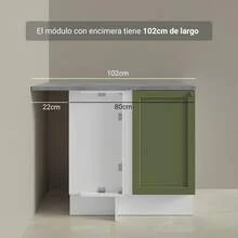 Gabinete Bajo Cocina Madesa Vik 102cm Con Encimera BV - Blanco y Verde - Ver 8
