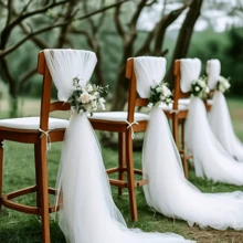 1 pezzo Tessuto di tulle bianco fai-da-te, adatto per velo da sposa, zanzariera, cucito, sfondo fotografico, decorazione matrimonio, festa, compleanno, decorazione per la casa, uso esterno - Bianco - Visualizzare 10