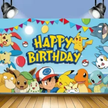 Pikachu Cute Party Background Decoration Cloth, Theme Birthday Decoration Family Birthday Party Decoration Wallpaper Hanging Cloth, Festival Indoor And Outdoor Photo Decoration Background Cloth - Multicolor - View 4