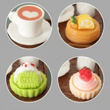 7pcs/Pack Dollhouse Miniature Creative Tray Set, Realistic Coffee & Cake Tray Models, DIY Accessories - Multicolor - View 5