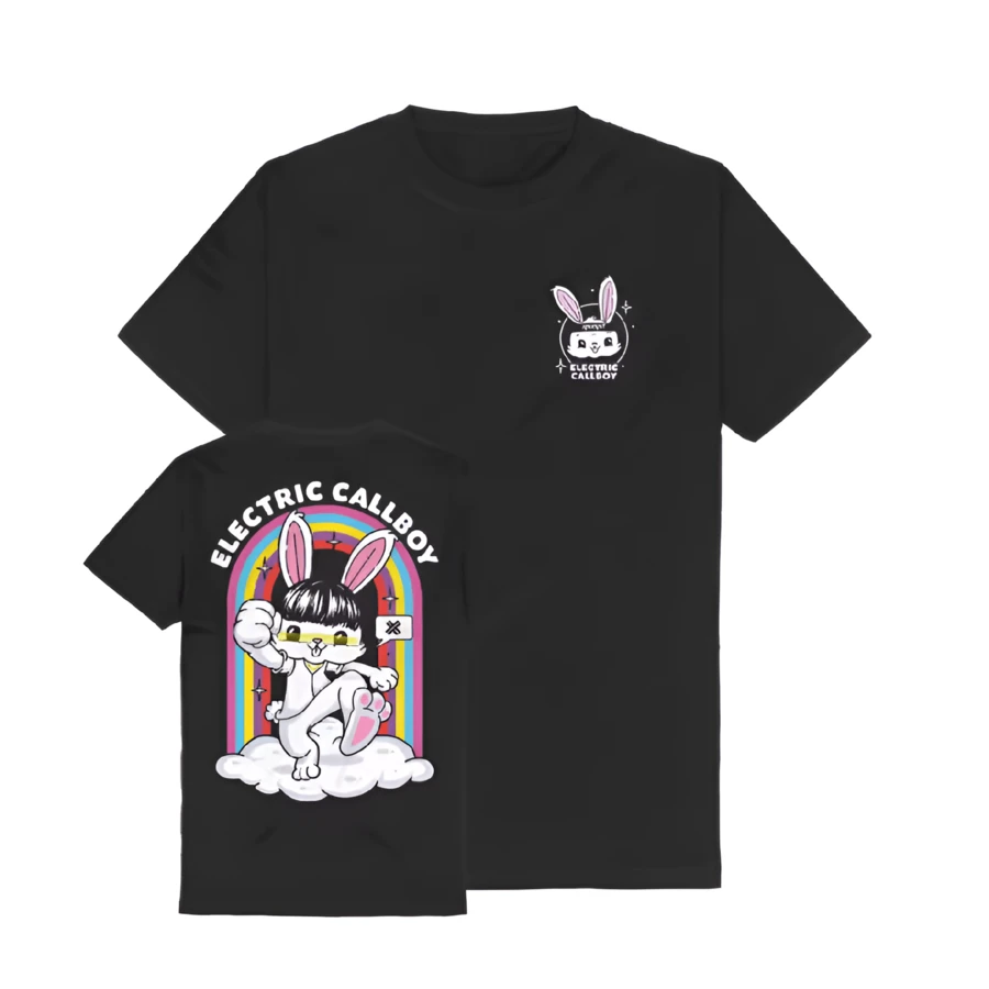 2025 Regular Shirt Electric Callboy Helmet Fashion Print Top T-Shirt Summer New Light And Thin Men's Women's Tops Short Sleeves (5) - 黑色 - 查看 1