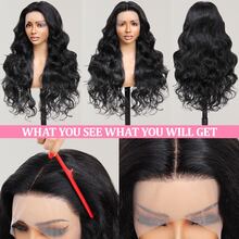 Brazilian Virgin Hair 200% Density 8-34 Inchs Glueless Wigs Human Blended Hair Pre Plucked Pre Cut 13*6 13*4 5*5 Wear And Go Glueless Wig HD Body Wave Lace Front Wigs Human Frontal Hair For Women Natural Black - Natural & Black - View 3