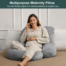 Pregnancy Pillows For Sleeping, G Shaped Full Body Maternity Pillow, Removable Case - 淺灰色 - 查看 4