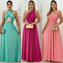 Party Dress Wedding Bridesmaid Graduation Multiforms - Hot Pink - View 1