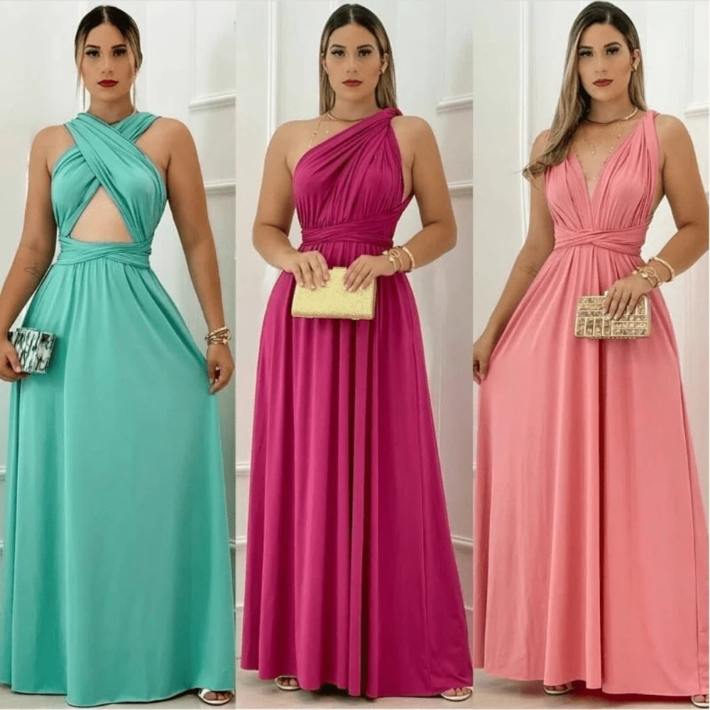 Party Dress Wedding Bridesmaid Graduation Multiforms - Hot Pink - View 1