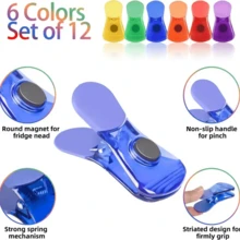6pcs/12pcs Magnetic Chip Bag Clips, Moisture-Proof Fridge Magnets For Food Storage, Kitchen Snack Sealing Clips - Multicolor - View 4