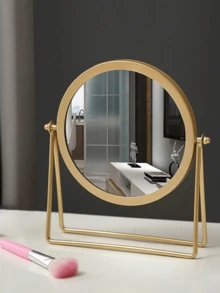Desktop Rotating Makeup Mirror, Simple Desktop Mirror, Makeup Mirror Photo Prop. Suitable For Women, Portable High-Definition Makeup Mirror, Suitable For Students, Valentine's Day, Weddings, Birthdays And Other Occasions. - 金色 - 查看 2
