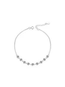 925 Sterling Silver 5A Cubic Zirconia Petite Diamond Bracelet, Elegant & Luxurious, Ideal Gift For Valentine's Day, Mother's Day, Everyday Wear For Women, Comes With Gift Box - Silver - View 9