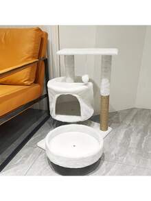 1个猫咪攀爬架，猫塔带栖息处和睡眠区，多层综合猫咪用品，配有抓板和悬挂玩具，提供柔软的栖息地，室内猫树塔 - 彩色 - 查看 6