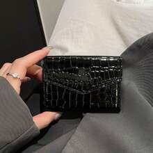 Small Card Case, Short Coin Wallet, Convenient To Carry, Louis Den White And Brown Ladies' Pocket Card Case - Black - View 2