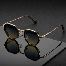 1pc Geometric Frame Retro Fashion Glasses, Fashionable Design, Glasses Suitable For Party, Gathering, Travel, Beach - Multicolor - View 4