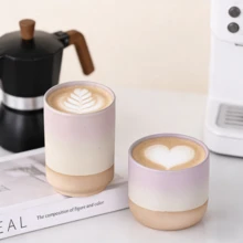 Macaron Ombre Ceramic Latte Cup - Soft Color Block Coffee Mug Suitable For Home And Office - Multicolor - View 3