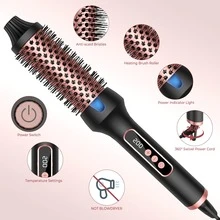UKLISS Negative Ion Technology 2-In-1 Straightening & Curling Brush – Roller For Volume & Smooth Inward Curls