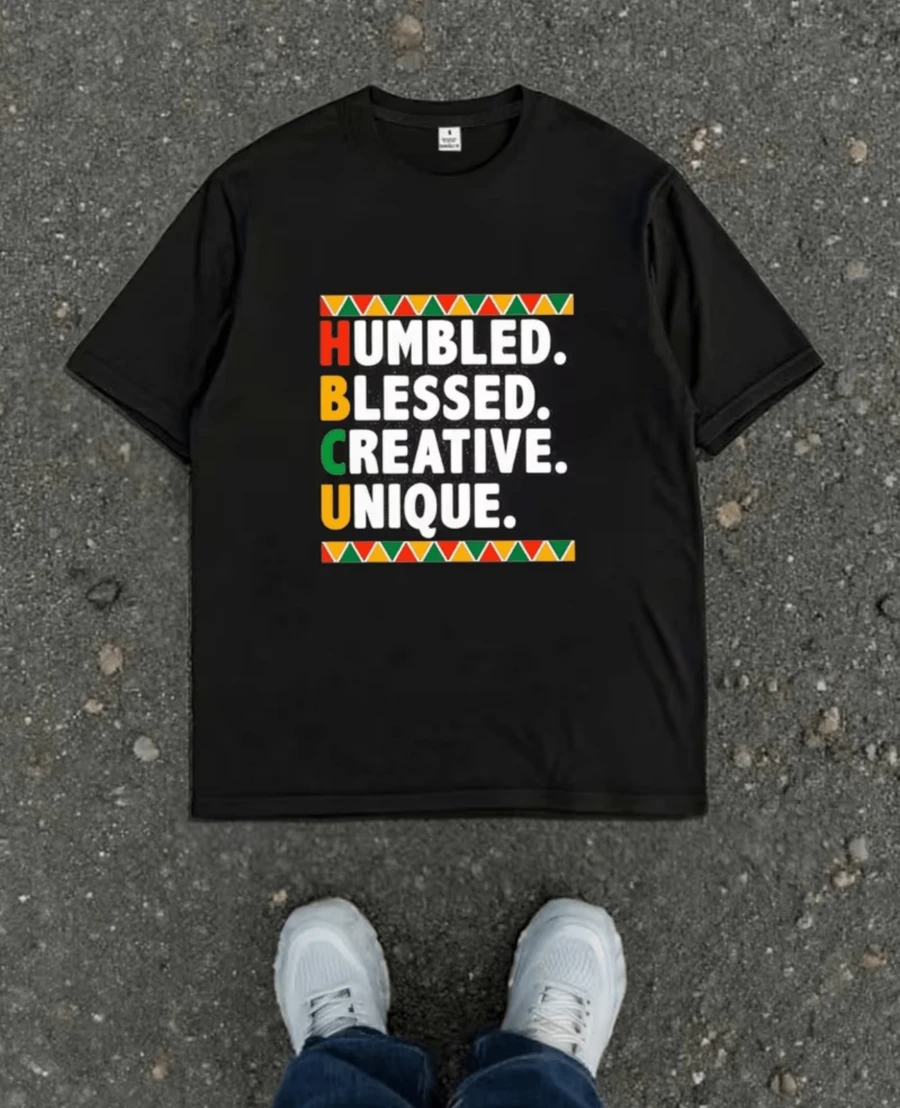 Women's HBCU Pride T-Shirt - Humbled Creative Unique Greek Letters & HBCU Colors (H=RedB=YellowC=GreenU=Gold) - Casual Round Neck Short Sleeve Summer Top With Medium Stretch - Machine Washable HBCU A - 黑色 - 查看 1