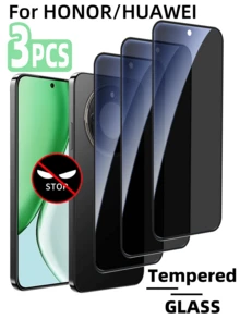 3pcs Privacy Anti-Spy Tempered Glass Screen Protector, Full Coverage, High Definition High Hardness, Anti-Espionage, Anti-Fingerprint, Anti-Scratch, Anti-Sweat, Anti-Drop, Support Fingerprint Unlock, Privacy Protection, Easy Installation, Compatible With Honor/ - Black - View 110