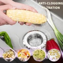 1/2/4PCS Rust-Proof Stainless Steel Kitchen Sink Strainer, 4.5 Inch Large Wide Rim Drain Filter, Anti-Clog Micro-Perforated Mesh Food Waste Catcher & Stopper, Durable Metal Basket For Vegetable Washing, Easy Clean & Universal Fit Standard Sinks, Long-Lasting Kitchen Accessory - Multicolor - View 5