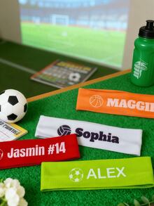 1/3/5件装,定制头带装饰,个性化发圈,定制球形图案+文字,可印制您的名字,适合团队和啦啦队装饰、生日派对礼物、闺蜜主题派对 - 彩色 - 查看 3