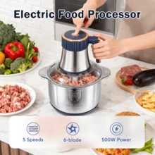 Senmeo 1.32Gal 500W Food Processor, 5-Speed Electric Meat Grinder With 6 Dual-Layer Blades, Multifunctional For Juicing/Kneading/Meat/Vegetables/Nuts – Blue, Great For New Year & Winter Cooking - 查看 3