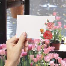50张空白花卉图案留言卡，五种不同设计，包括口袋卡、钱包卡、名片、白色贺卡、无涂层卡、感谢卡、留言卡、书写卡、邮寄卡 - 彩色 - 查看 5