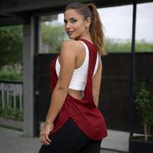 Women's Tank Top For Gym, Racerback, Dryfit, Weightlifting, Crossfit, Running - Maroon - View 2