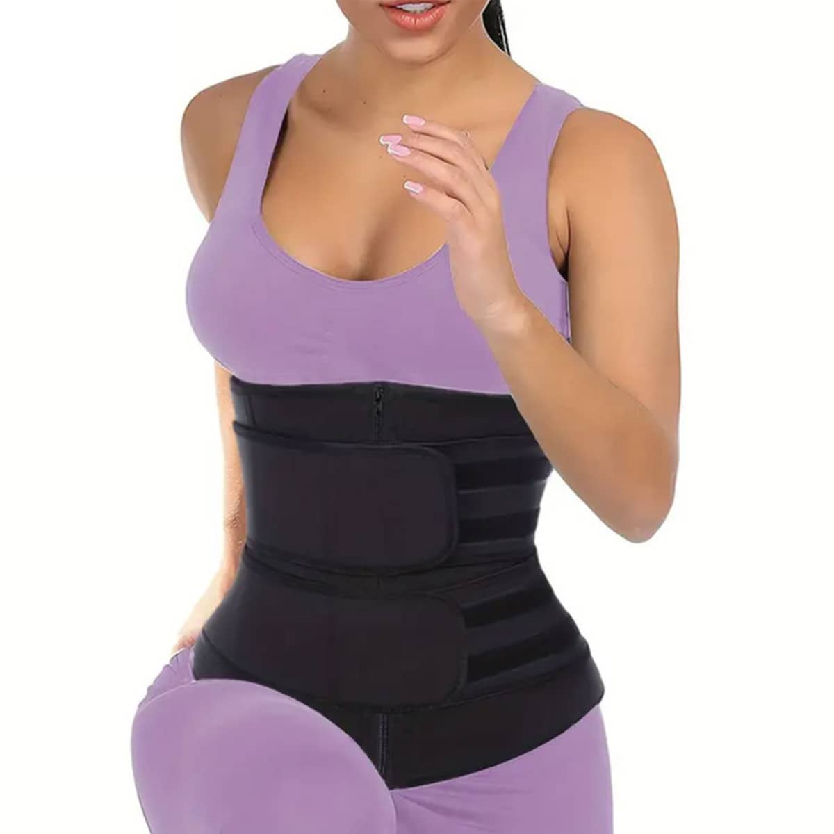 Women's Neoprene Thermal Shaping Belt With Double Waistband For Slimming, High Elasticity, Stimulates Sweating, Lumbar Support, Posture Correction, Fitness And Post-Surgical Use. - 彩色 - 查看 1