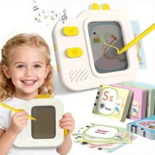 New Enlightenment Drawing Card Reader Early Education Drawing Card Learning Machine (3 AAA Batteries Required), Bilingual Chinese-English Teaching Smart LCD Machine, Card Insertion Educational Puzzle Toy, Back To School Gift, Learning Aid Tool - Multicolor - View 2
