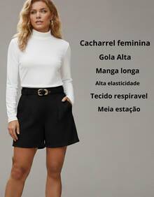 Women's Long-Sleeved Turtleneck Top With Base Layer - White - View 3