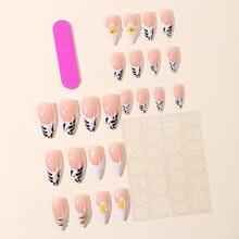 24pcs Sheer Gradient With Daisy Accent – Fresh Girlish Press-On Nails, Removable Style Perfect For Work & Dates - Multicolor - View 5