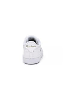 Reebok Club C 女款(GS)青少年运动鞋，吸汗透气，防晒防风保暖，轻便印花Logo，纯色百搭，弹性好，易洗速干，适合运动户外跑步上学，黑色，货号100000198 - 白色 - 查看 4